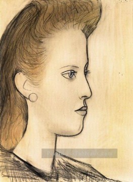 portrait Tableau Peinture - Portrait Mademoiselle Aubrey 1941 cubisme Pablo Picasso